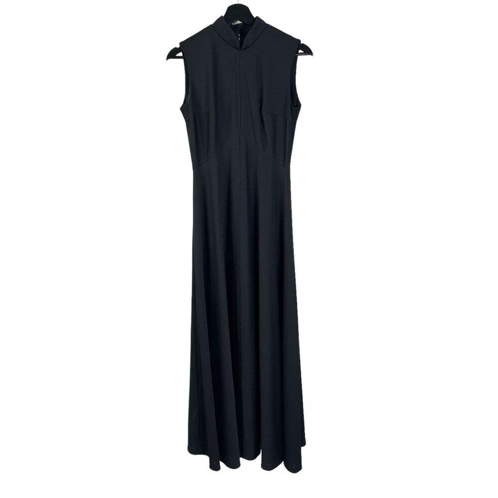 Vintage 60s High Neck Sleeveless Fit Flare Full Length Dress Large